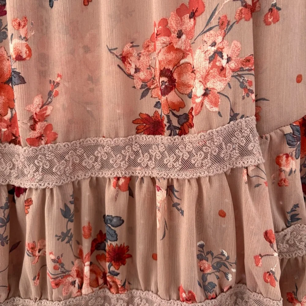 T.I.M.I.N.G. BOHO Floral off the shoulder top in Red and Brown Size S INV25/205 - Picture 5 of 7